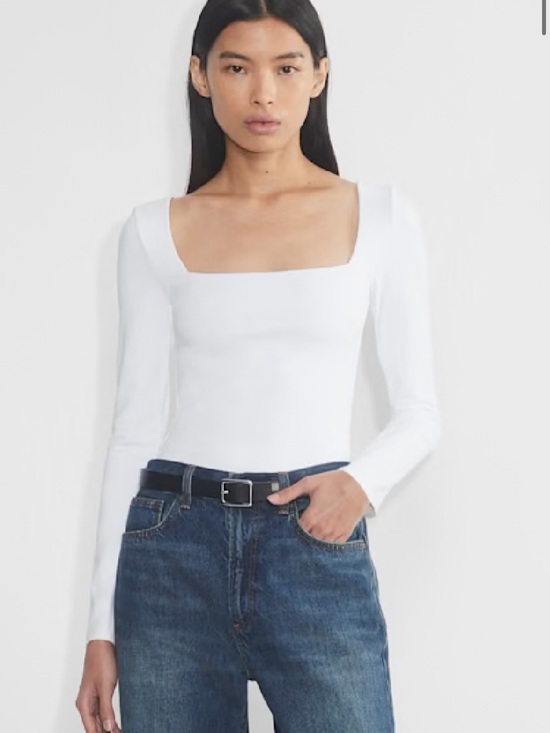 Aritzia Tops - Aritzia Contour Squareneck Long Sleeve White Small Shirt Top